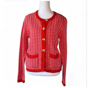 💝 ✨ NWT ON 34th Red & Pink Knit Cardigan Gold Button Sweater Size S